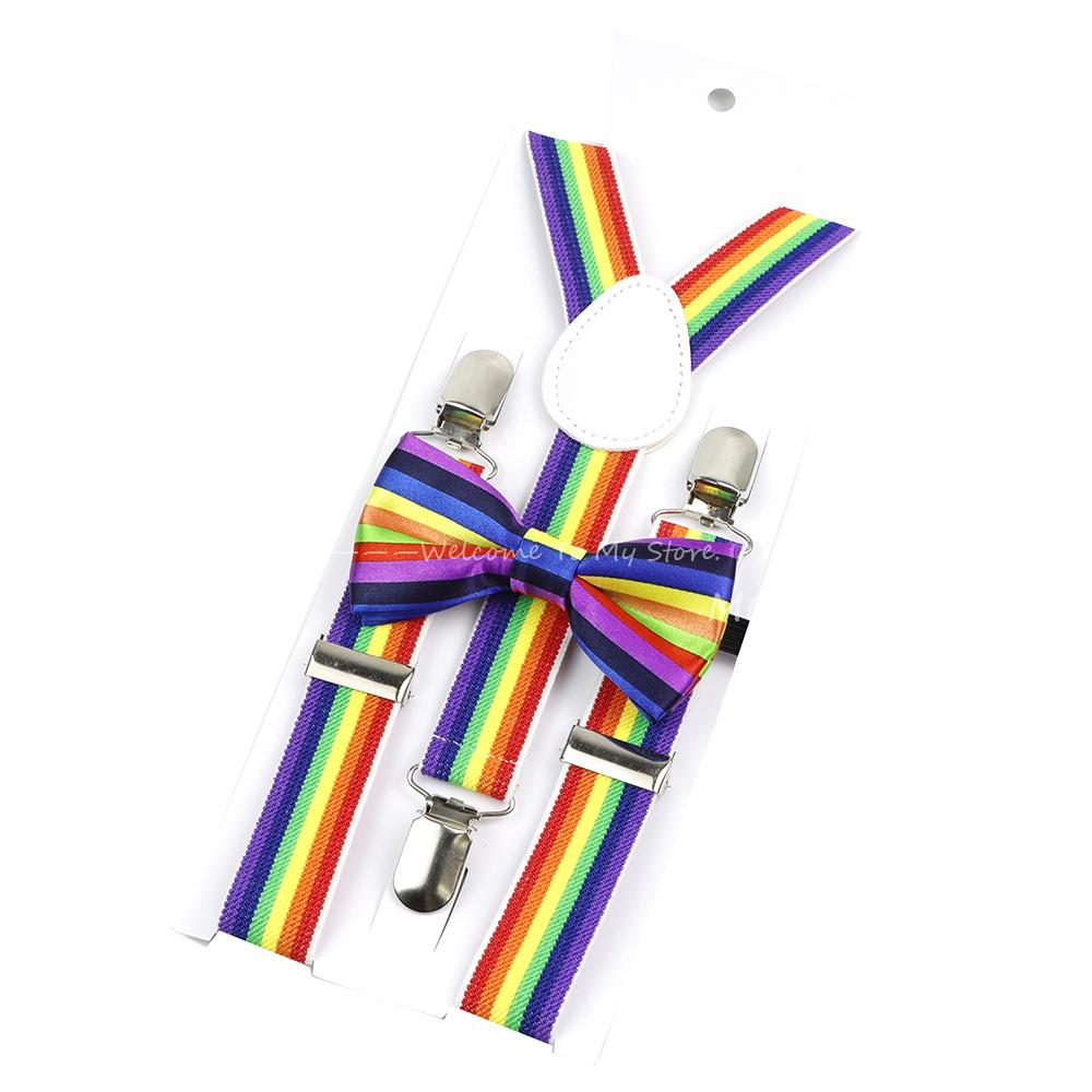 New Design Parent-Child Musical Suspender Set Include Stave Rainbow Bowtie For Party Dress Shirt Daily Wear Accessory Gift