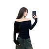 2024 Spring Korean Shoulder-Slit Slim Long-Sleeve T-Shirt for Women