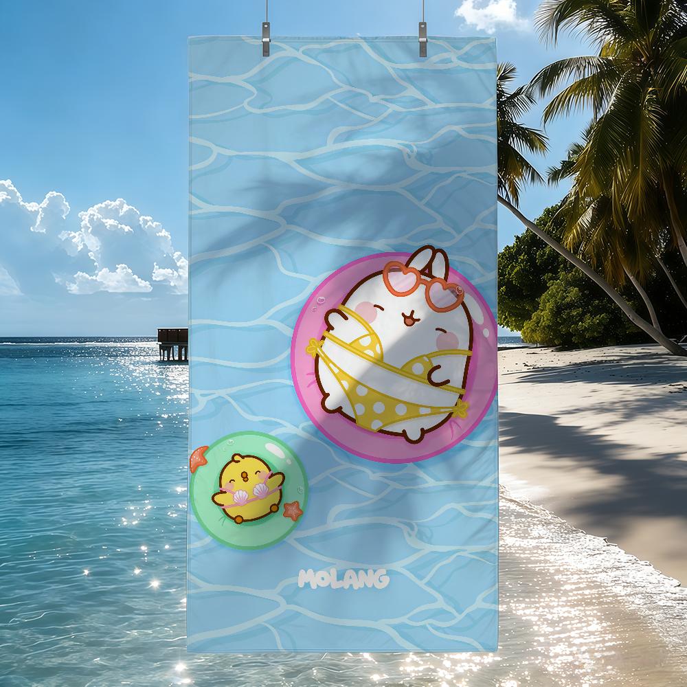 M-Molang МИЛЫЙ Мультяшное Полотенце Быстросохнущие Пляжные Полотенца Подходят Для Бассейнов Кемпинга Йоги И Тренажерного Зала