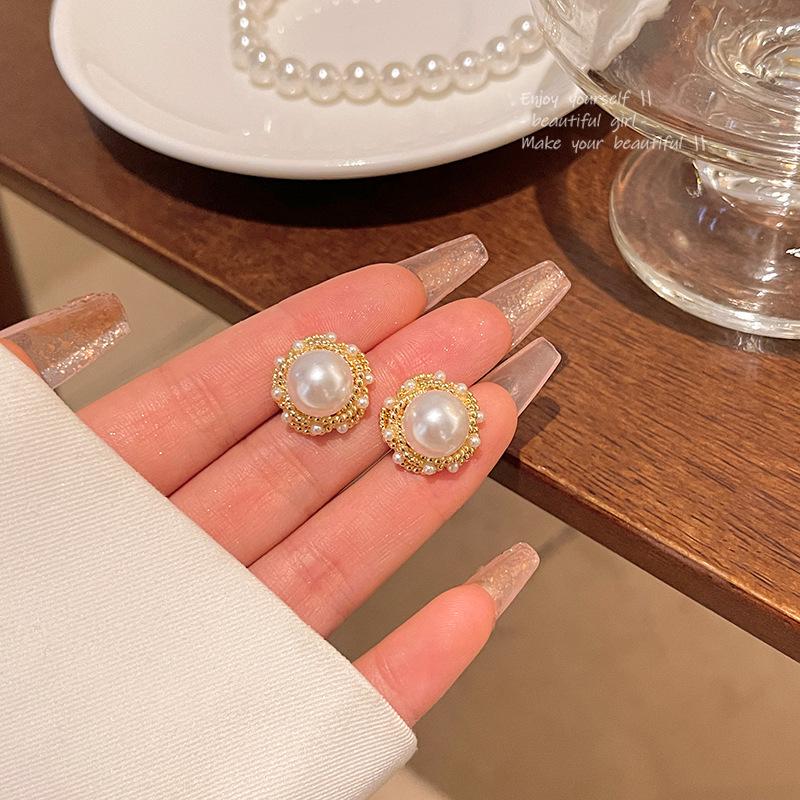 Элегантные серьги с жемчугом из серебра 925 пробы: Французский ретро-дизайн класса люкс, универсальный стиль знаменитостей