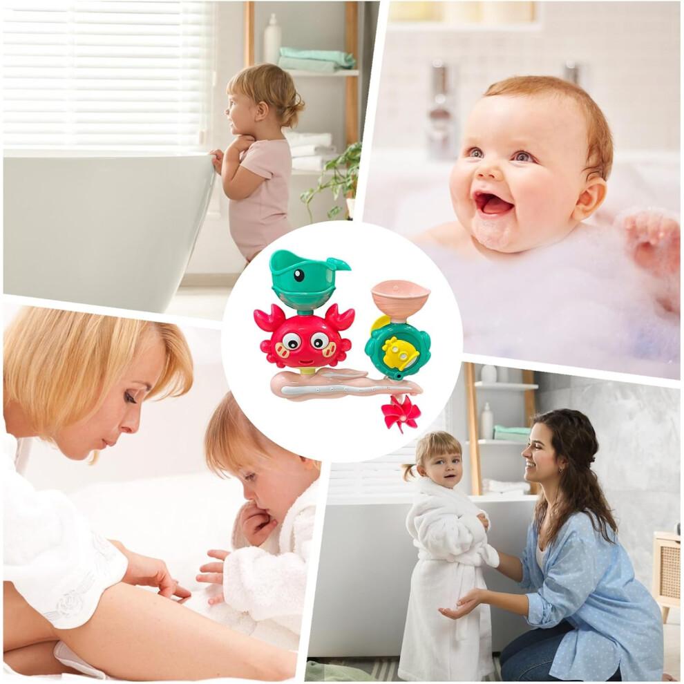 Suction Bath Toys Set for Kids, 8.27 x 8.07 x 3.15 Inches Water Play Accessories for Bathtub and Pool, Red