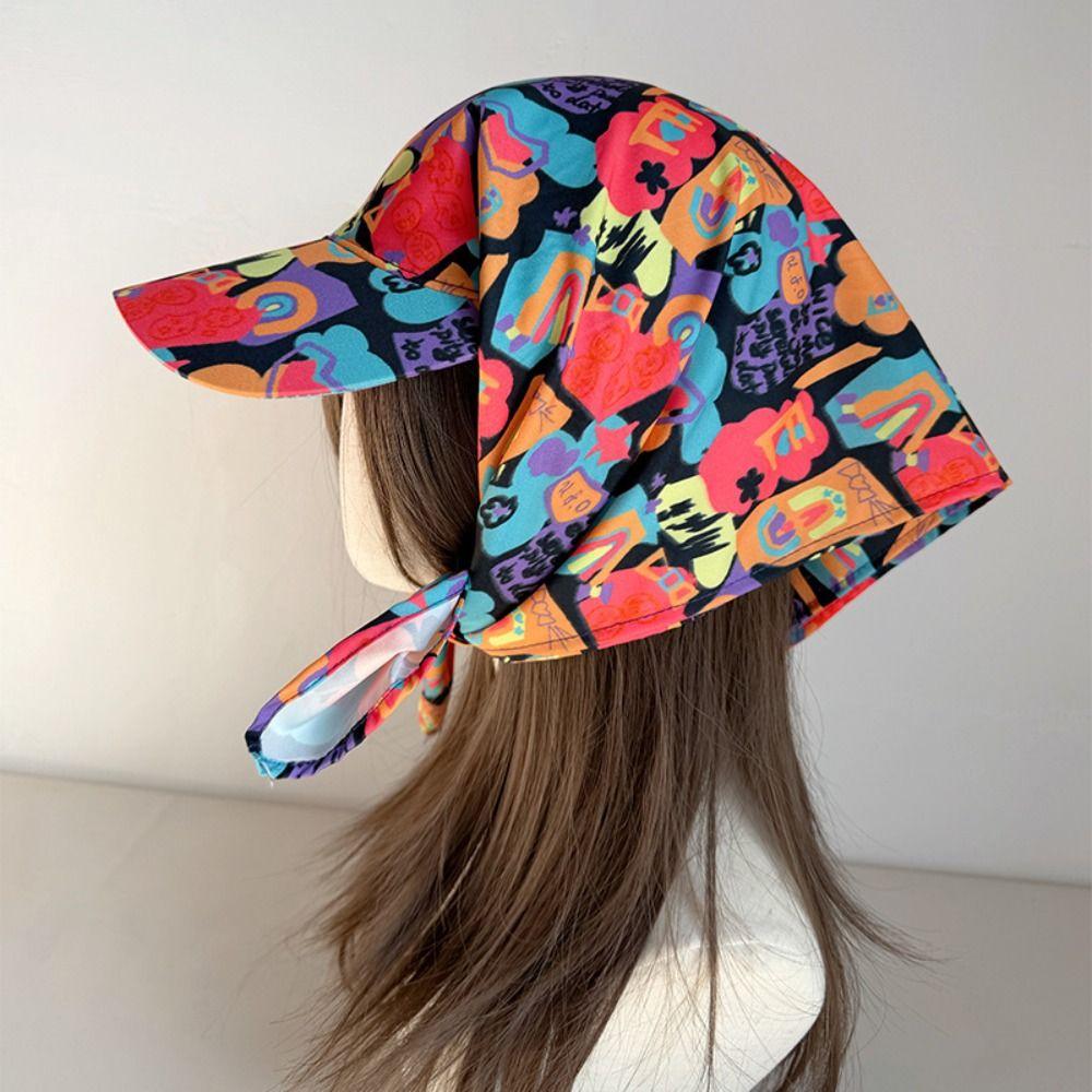 Korean Style Scarf Baseball Cap Printed Strappy Scarf Hat Casual Headscarf Baseball Hat Street