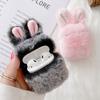 Мягкий меховой чехол с кроличьими ушками для AirPods 1 2, пушистая коробка с беспроводной зарядкой и карабином, плюшевый чехол для Airpods Pro, защитный чехол
