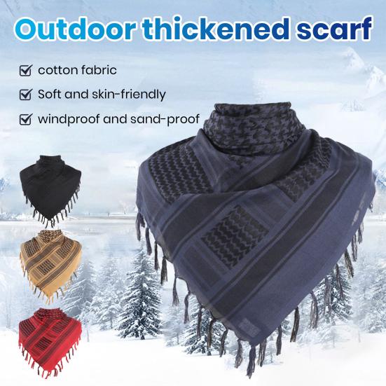 Women Scarf Thickened Palestine Keffiyeh Wide Tassel Printed Vintage Sunshade Decorative Neck Protection Unisex Soft Warm Shawl Four Season Scarf
