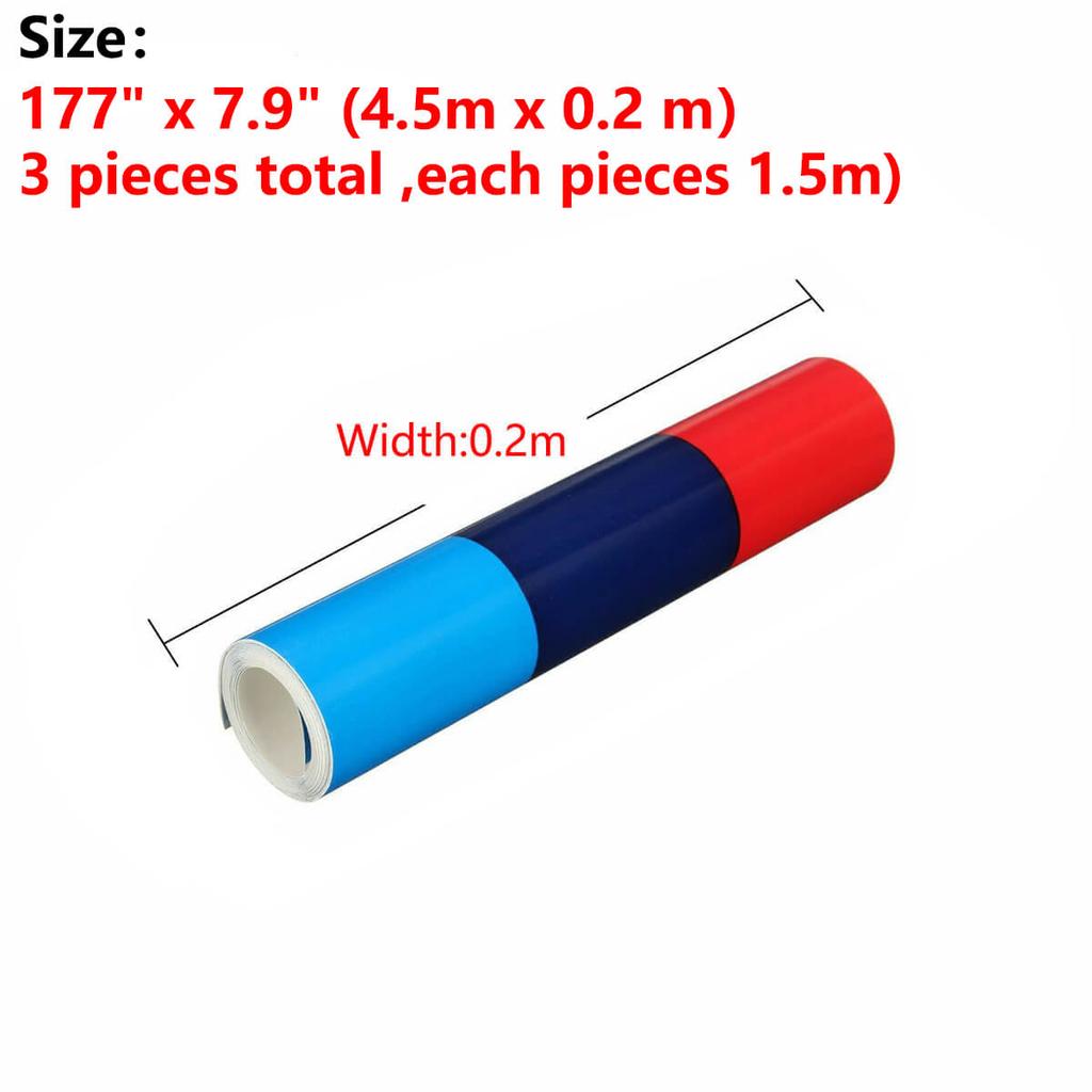kyapx5 Car Sticker M Color Stripes Rally Side Hood Racing Motorsport Vinyl Decal Sticker Strip Bumper Engine Cover For BMW 117"/4.5m