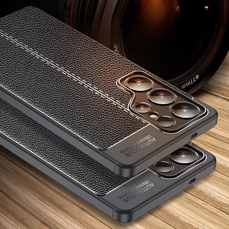 Подходит для Samsung A55 5G Чехол для мобильного телефона с узором личи, полностью закрывающий корпус, мягкий чехол S25 Ultra с кожаным узором, противоударный защитный чехол