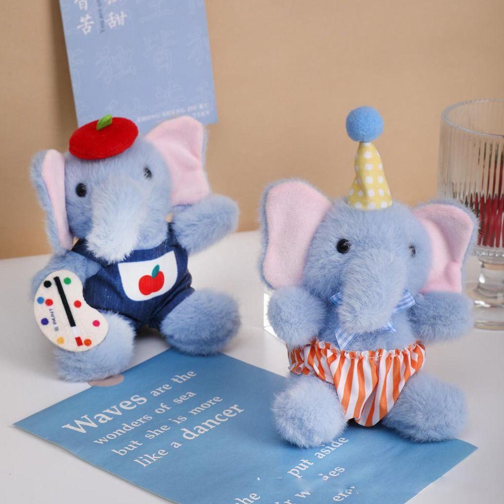 Cartoon Elephant Plush Toy Anti-lost Elephant Plush KeyChain Elephant Backpack Pendant Bag Pendant