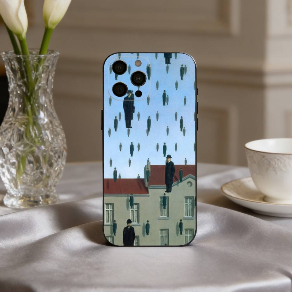 H-Rene M-Magritte-S A-Art Phone Case For iPhone 17pro, 16,15,14,13,12,11 X XR Plus,Others Soft Black Cover