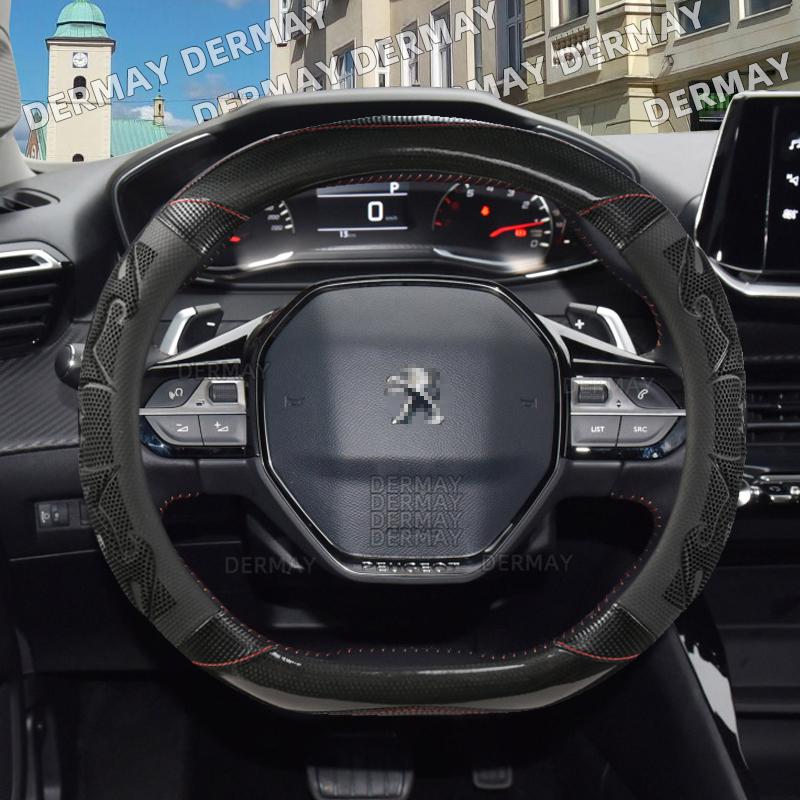 for Peugeot 2008 I II A94 e-2008 P24 2013~2023 Car Steering Wheel Cover Silica Gel PU Leather Non-slip Massage Auto Accessories