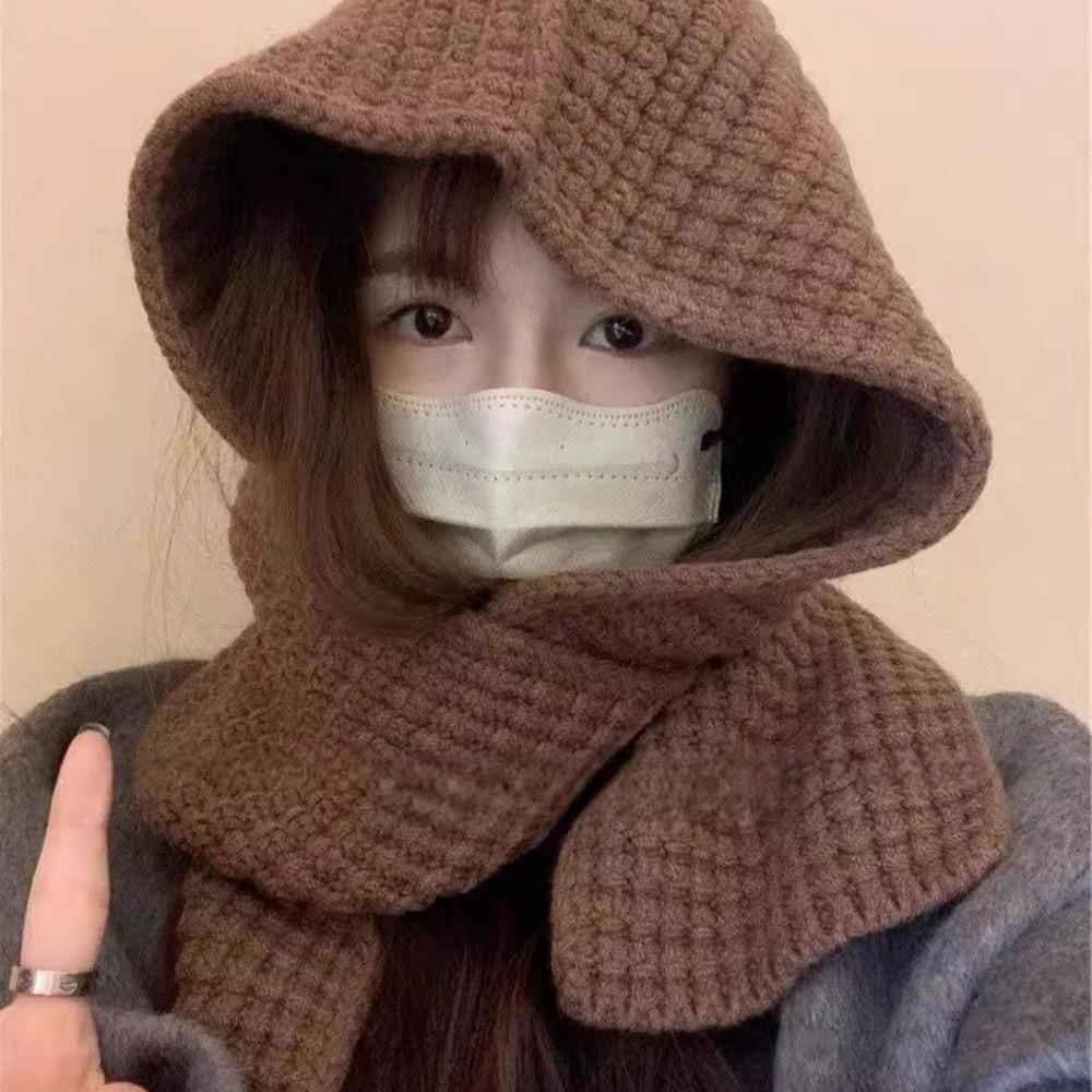 Акриловые волокна Вязаные шапки с капюшоном Треугольный зимний шейный платок Шапка Воротник для шеи Шапки-бини Шапки Работа