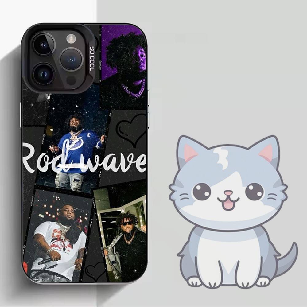 R-Rod W-Wave Graphic  Phone Case For iPhone 16,15,14,13,12,11,Mini,Pro,MAX,plus,Black Matte Shockproof Cover