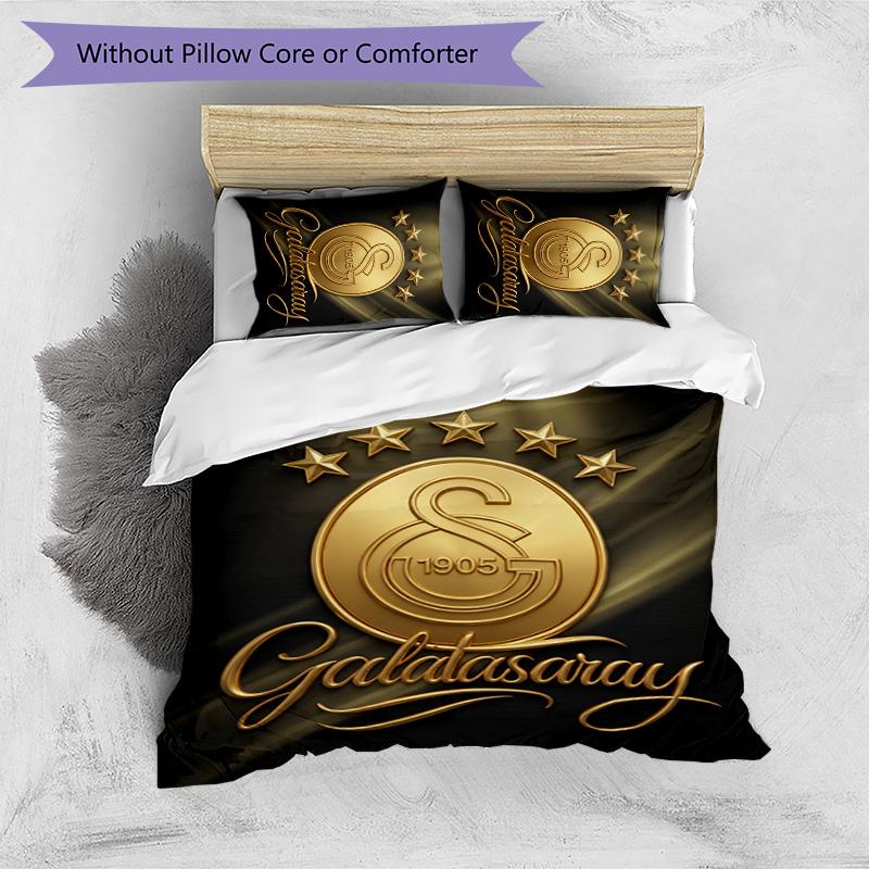 Galatasaray FC Printed 3PCS Bedding Set Breathable Duvet Cover with Pillowcases Decorative Bed Linen for Bedroom Home