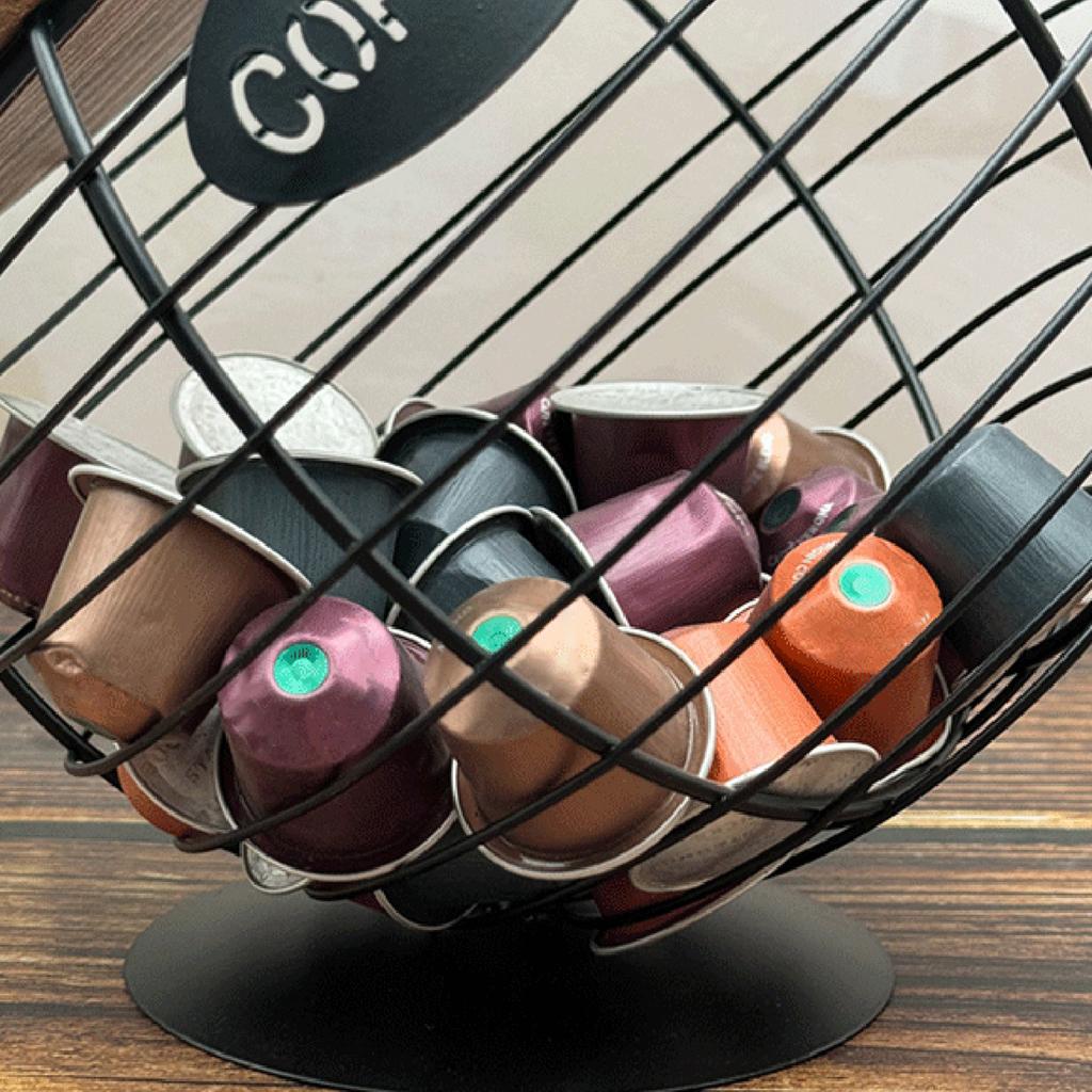 Корзина для хранения фруктов Iron Art, большая емкость, органайзер для кофейных капсул, диспенсер для капсул эспрессо для кухонной столешницы