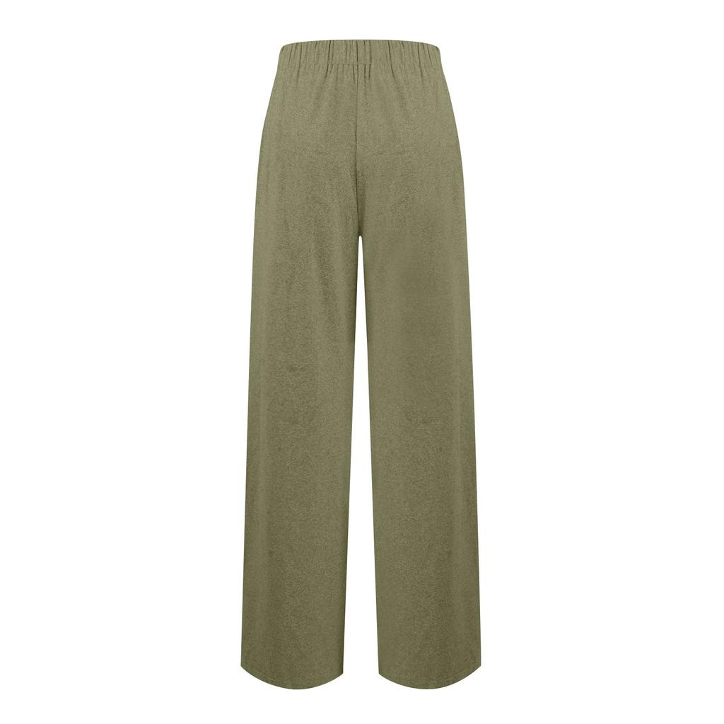 Women's Lace-Up Wide-Leg Pants Casual Pants Solid Color Trousers With Pockets