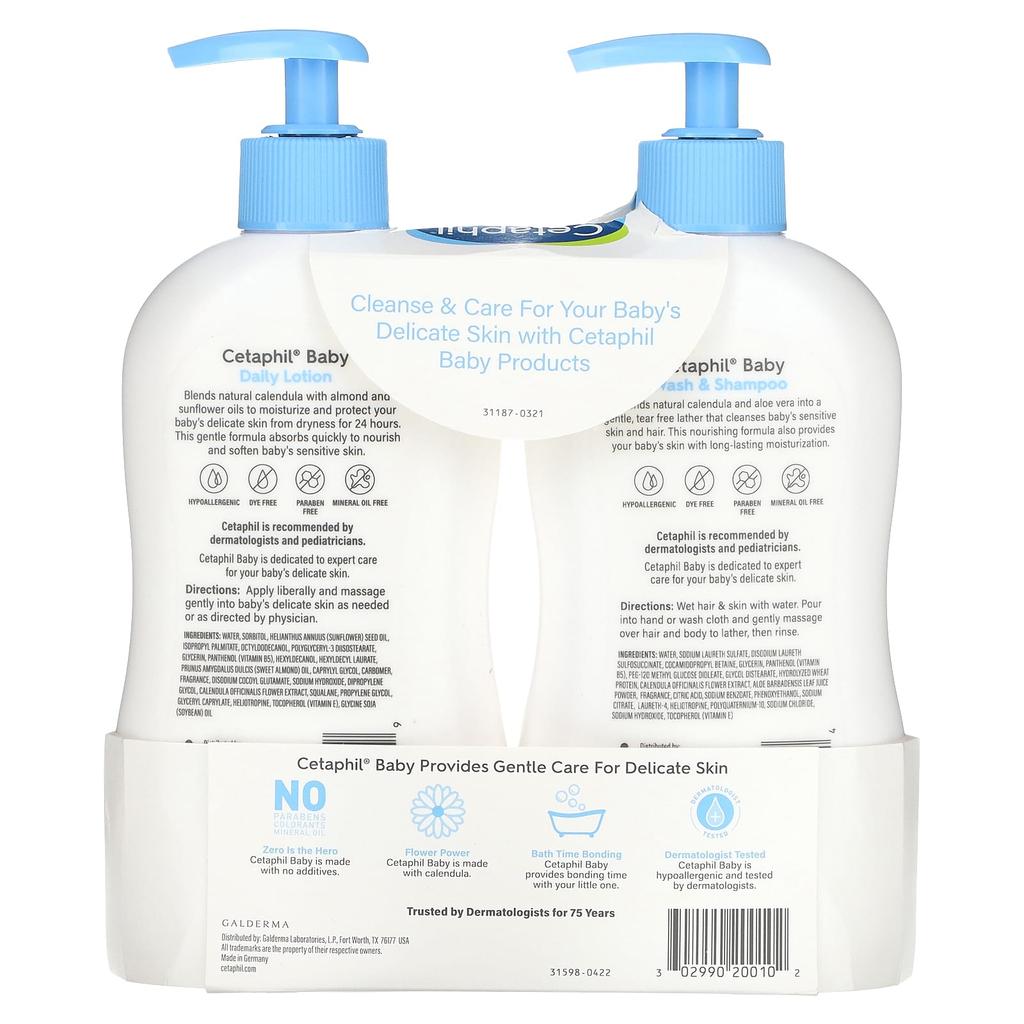 Cetaphil Baby, Healthy Skin Essentials Set, Set of 2, 13.5 Fl Oz (399 Ml) Each