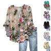Summer Tops For Women Cute V Neck 3/4 Sleeve Blouses Floral Print Top Casual Shirts