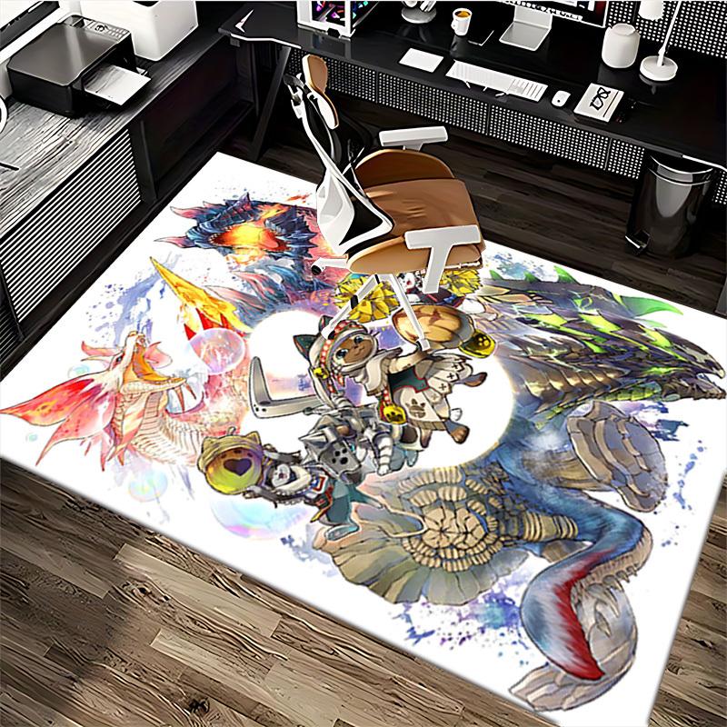 1pc Anime Cat & Dragon Chair Mat: Cute Cartoon Design, Non-Slip Carpet for Office, Home Decor - Perfect Gift for Anime Lovers!Y020