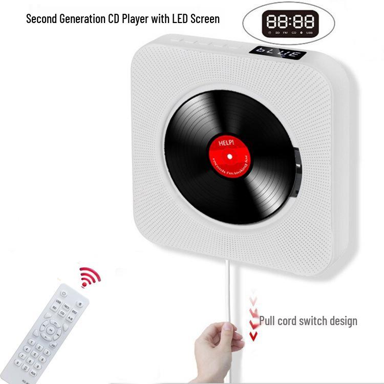 Wall-Mounted Bluetooth CD Player & Radio with Timer and Alarm Clock.