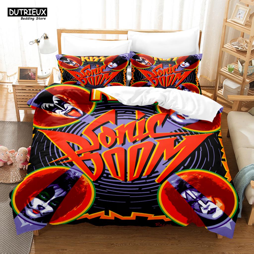 Kiss Band Bedding Set Single Rock Band Duvet Cover Double Queen King Twin Size For Boys Adults Soft Duvet Cover Set Gift
