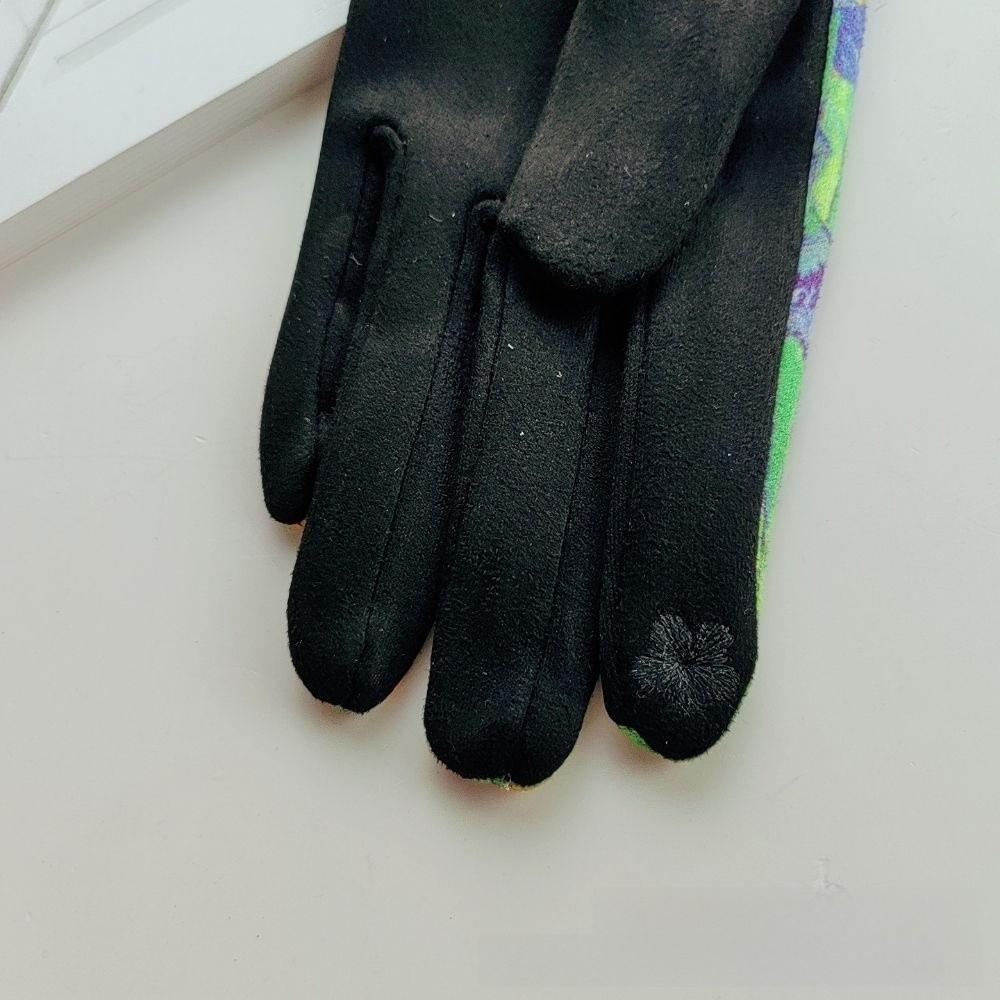 Thick Fleece Lining Winter Warm Gloves Touchscreen Friendly Art Printed Gloves Daily Outdoor Wear