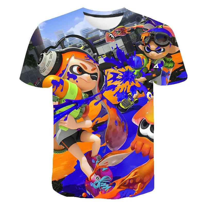 Летние футболки Игра Splatoon 3D-принт Футболка с круглым вырезом Повседневные топы для мальчиков и девочек Оверсайз Мода Харадзюку Детские футболки Детская одежда