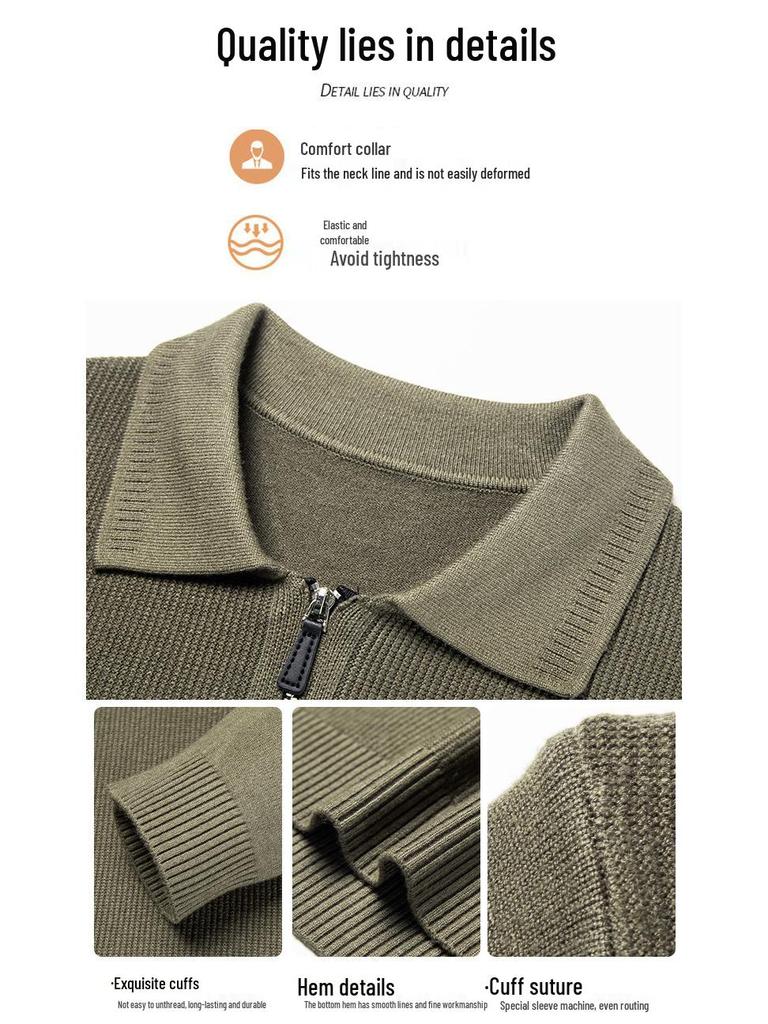 Men's 2025 Winter Jacquard Knit Half-Zip Sweater - Casual & Warm Style for Middle-Aged