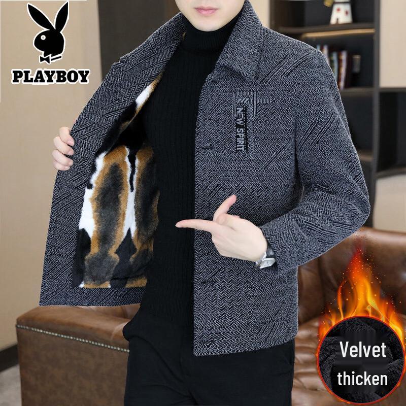 PLAYBOY Мужская зимняя куртка с лацканами из смесовой шерсти