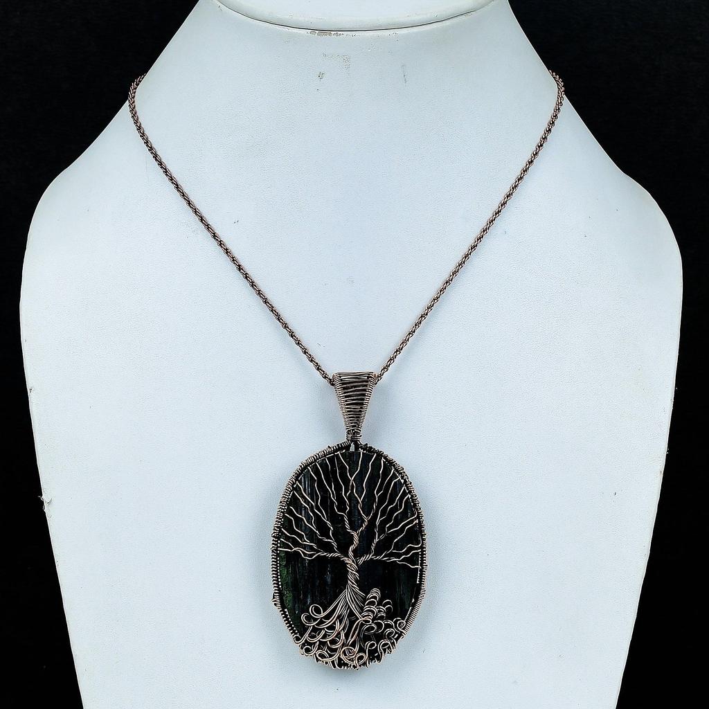 Подвеска Древо Жизни с черным турмалином, Подвеска из проволоки из меди 999 пробы, Ювелирные изделия с драгоценными камнями, Подвеска ручной работы, Удивительные украшения, Подарок для нее