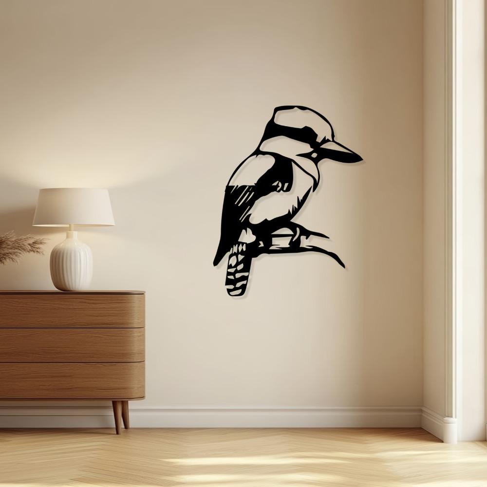 1pc Lifelike Kookaburra Metal Wall Art Iron Garden Sculpture Weather Resistant Patio Fence Decor Gift for New Year Easter Bird Lovers