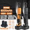 8000mAh 42V 3/8'' LED Electric Cordless Ratchet Right Angle Wrench Power With 1/2 Batteries