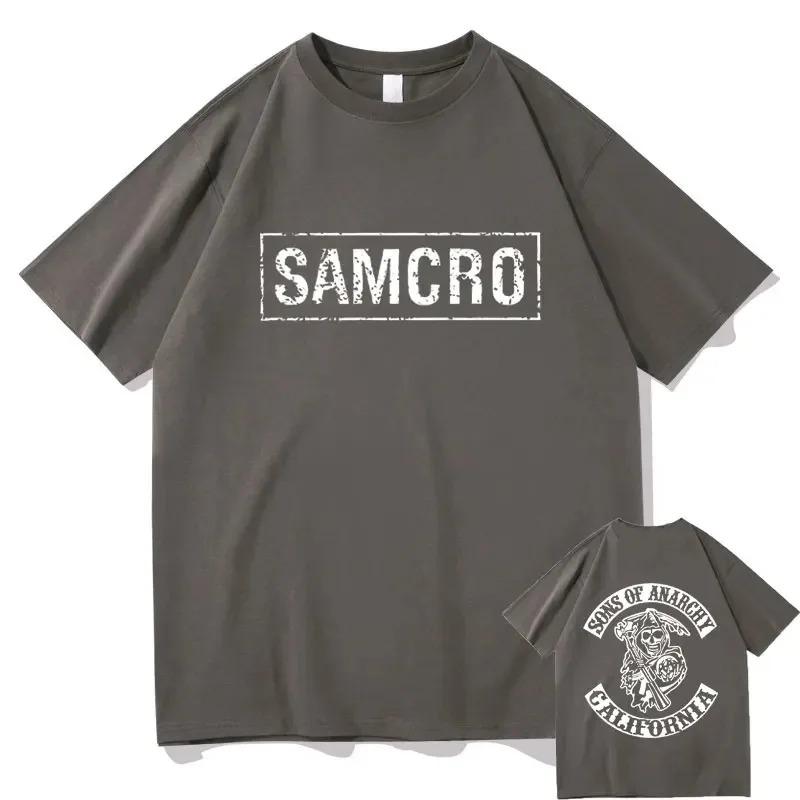 Сыны Анархии SAMCRO Тренд Мужская Одежда Модные Футболки Уличная Одежда 100% Хлопок Свободные Топы Дышащая Футболка