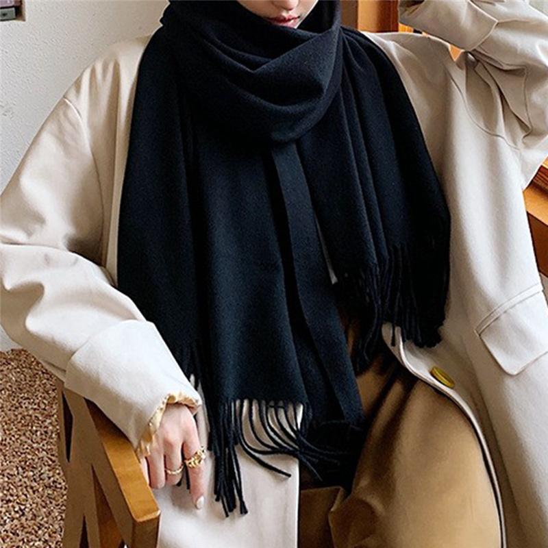 200*70 см Высококачественный однотонный искусственный кашемировый шарф Осень-зима с принтом Теплая шаль для женщин Подарок