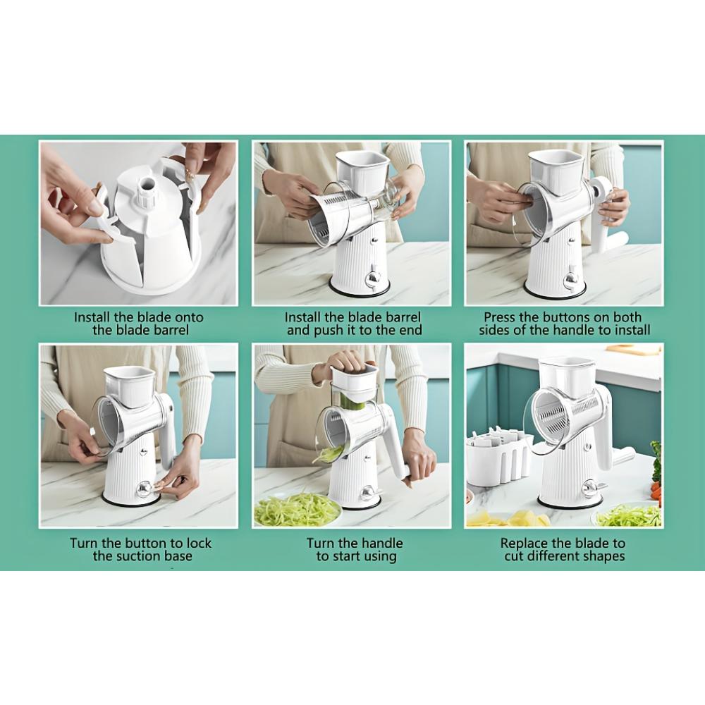 Multifunctional Vegetable Cutter, Roller Shredding and Slicing Meat Grinder, Household Anti-injury Hand Crank Wire Wiping Artifact