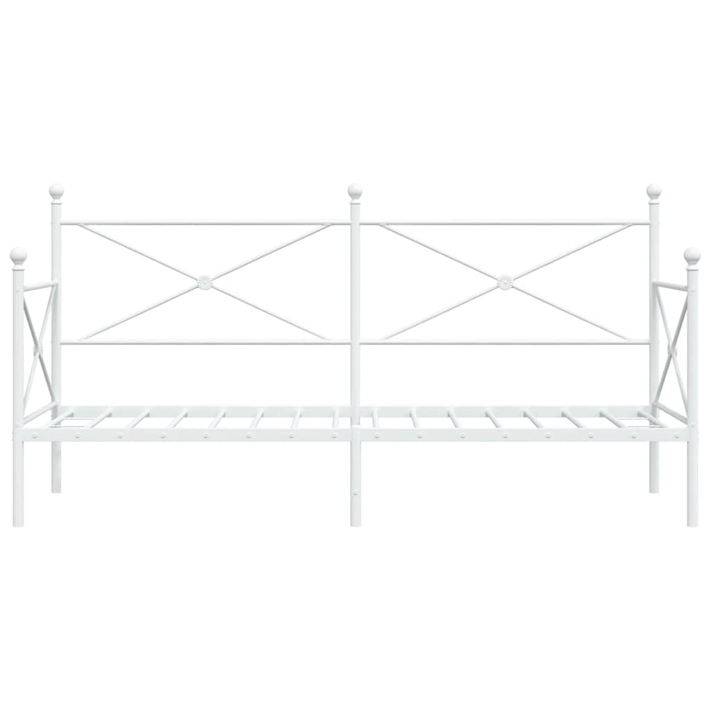 Łóżko Dzienne Bez Materaca Białe 90X200 Cm Stalowe