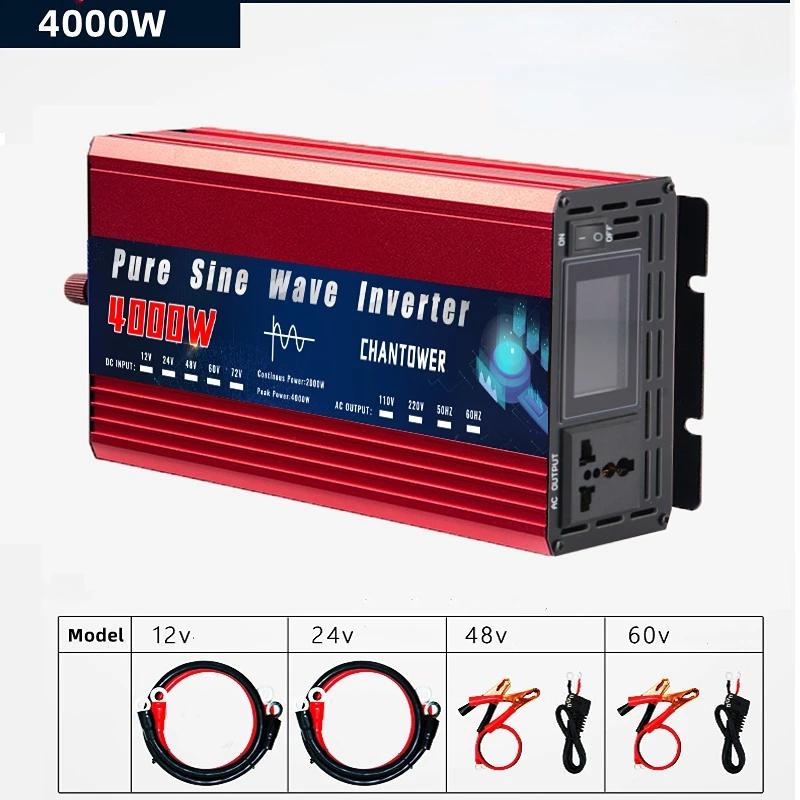 Инвертор чистой синусоиды DC 12V/24V/48V/60V/72V в AC 220V/110V 1000W 2000W 3000W 4000W 5000W Преобразователь мощности Автомобильный Солнечный инвертор