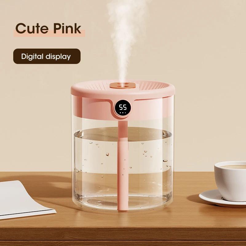 2L Air Humidifier Large Capacity With LCD Humidity Display Night Light Double Nozzle Aroma Essential Oil Diffuser For Home Offic