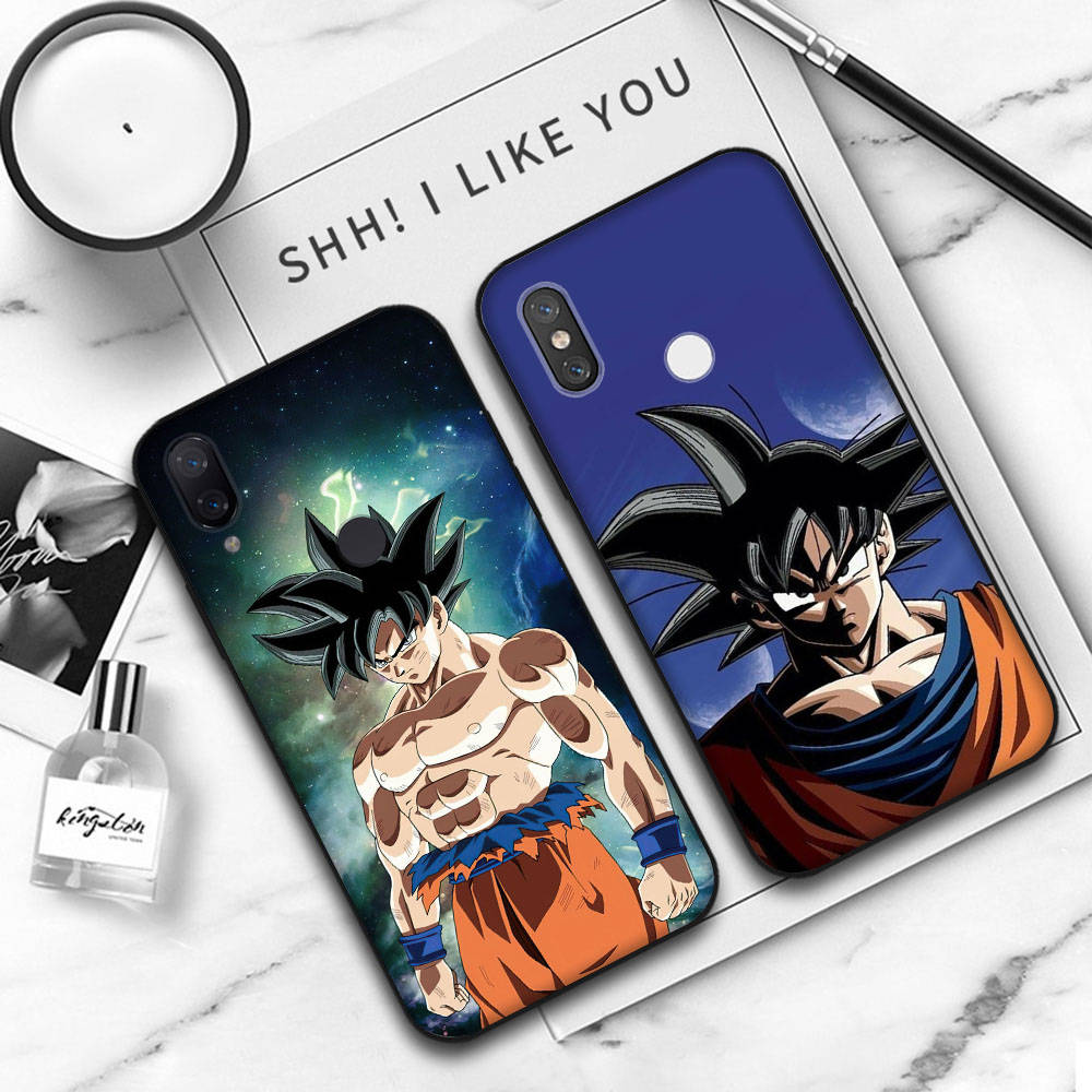 Мягкий черный чехол JW83 Dragon Ball Goku для iPhone 16 15 Plus 14 13 Pro 8 SE XR XS Max P30 Nova 5T Y5P Y6 Y7 Y8P Y9 Realme C30 C33 C31 VIVO Y36 V27