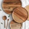 Solid Wood Serving Platter Tray Round Wooden Tea Tray Plate Dinner Plates  For Food Snack Dishs