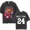 Рэпер Крис Браун Breezy Bowl XX Тур Винтажные стираные футболки Мужские Женские Хип-Хоп Модные Футболки Мужская Хлопок Ретро Футболка
