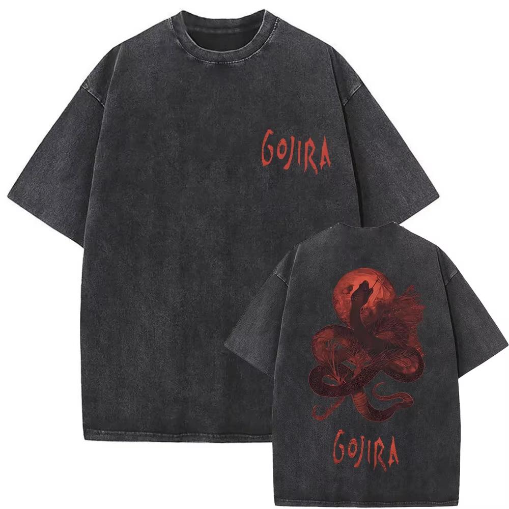 Стирка Винтажная Металлическая Рок-Группа Gojira Футболка От Марса К Сириусу Футболки Мужские Женские Готическая Панк Оверсайз Футболки Уличная Одежда