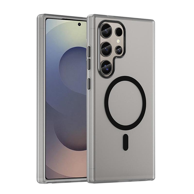 For Magsafe Matte Candy Translucent Phone Case For Samsung Galaxy S25 S24 Ultra S23 Plus FE Shockproof Wireless Charging Cover