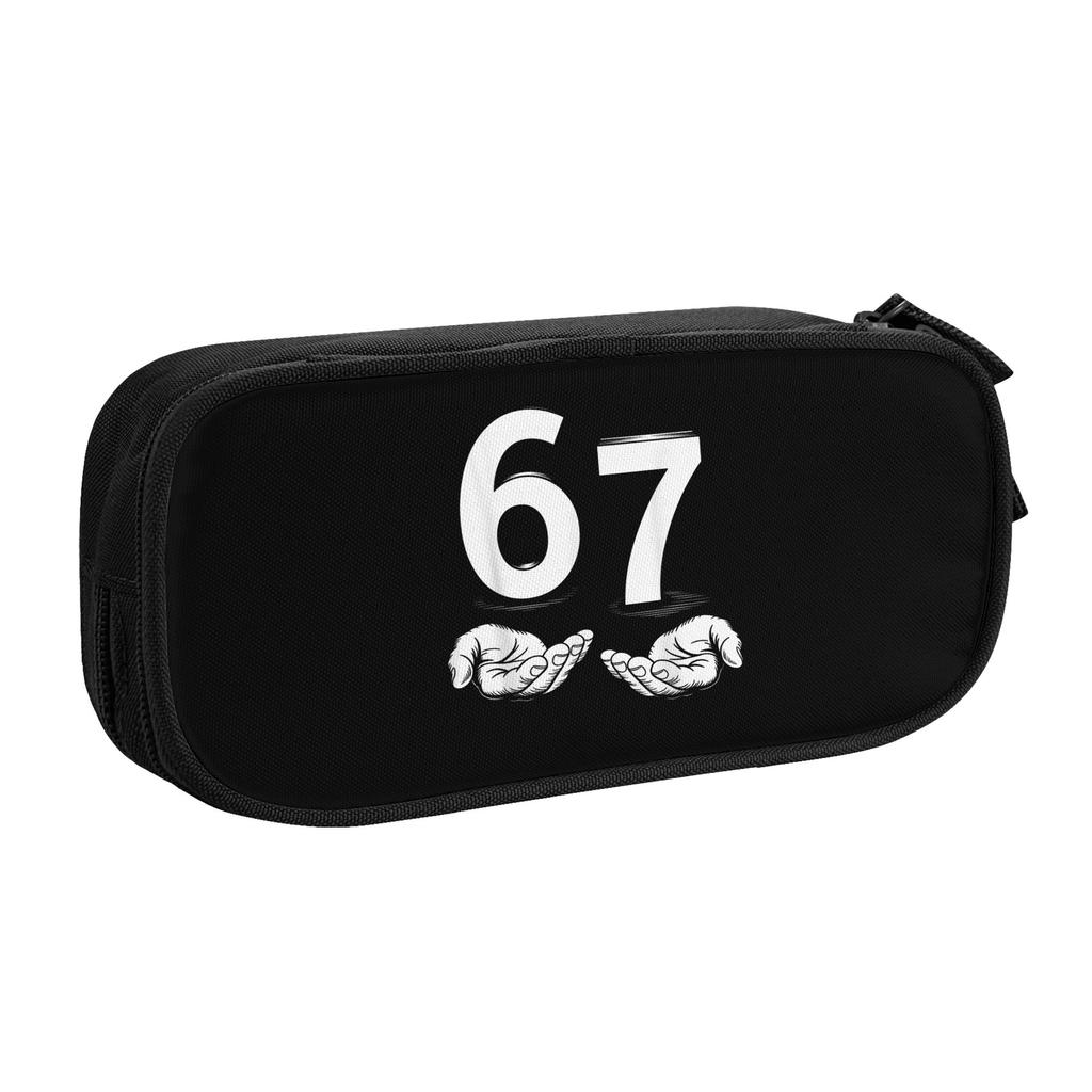 Funny Six Seven 67 Meme Pencil Cases Fun Gen Alpha Slang Hands Pen Holder Bag Student Big Capacity School Pencilcases Stationery