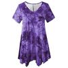 Plus Size Women's Tie-Dye V-Neck Irregular Hem Loose Short Sleeve Fashion Tops, Casual Summer Blouses for Women European American Crossbody