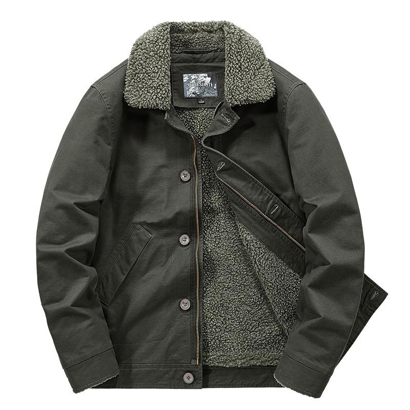 Зимнее модное хлопковое пальто для мужчин, куртка из бархата и утолщенного хлопка, теплое пальто из овечьей шерсти, хлопковое пальто с отворотами для спецодежды