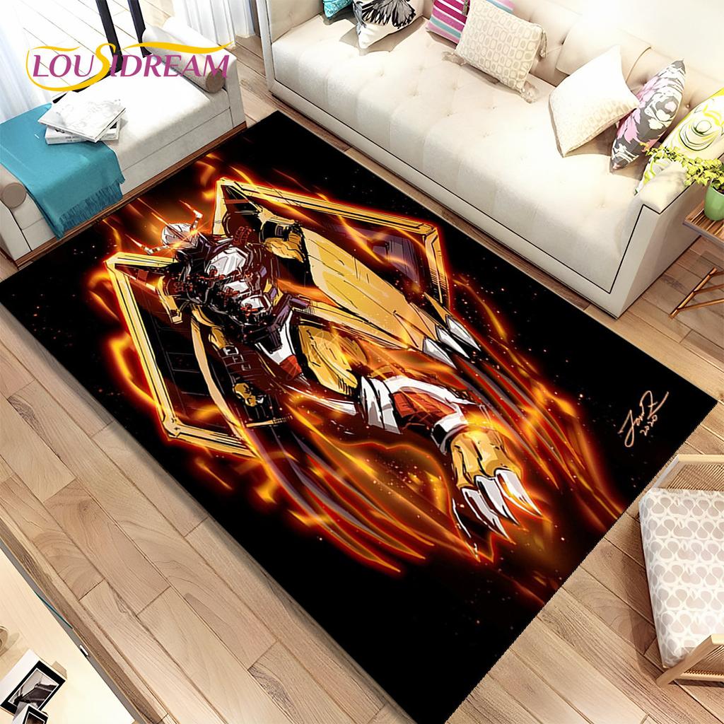 Cartoon Digimon Adventure Area Rug Large,Carpet Rug for Living Room Bedroom Sofa Doormat Decoration, Non-slip Floor Mat Cover 3D