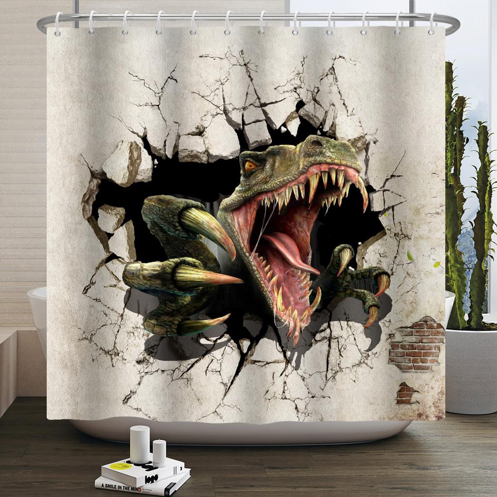 Забавная шторка для душа с динозаврами для ванной комнаты, милая шторка для ванной с животными, крутая шторка для ванной с динозаврами для детей, водонепроницаемая шторка для ванной, декор