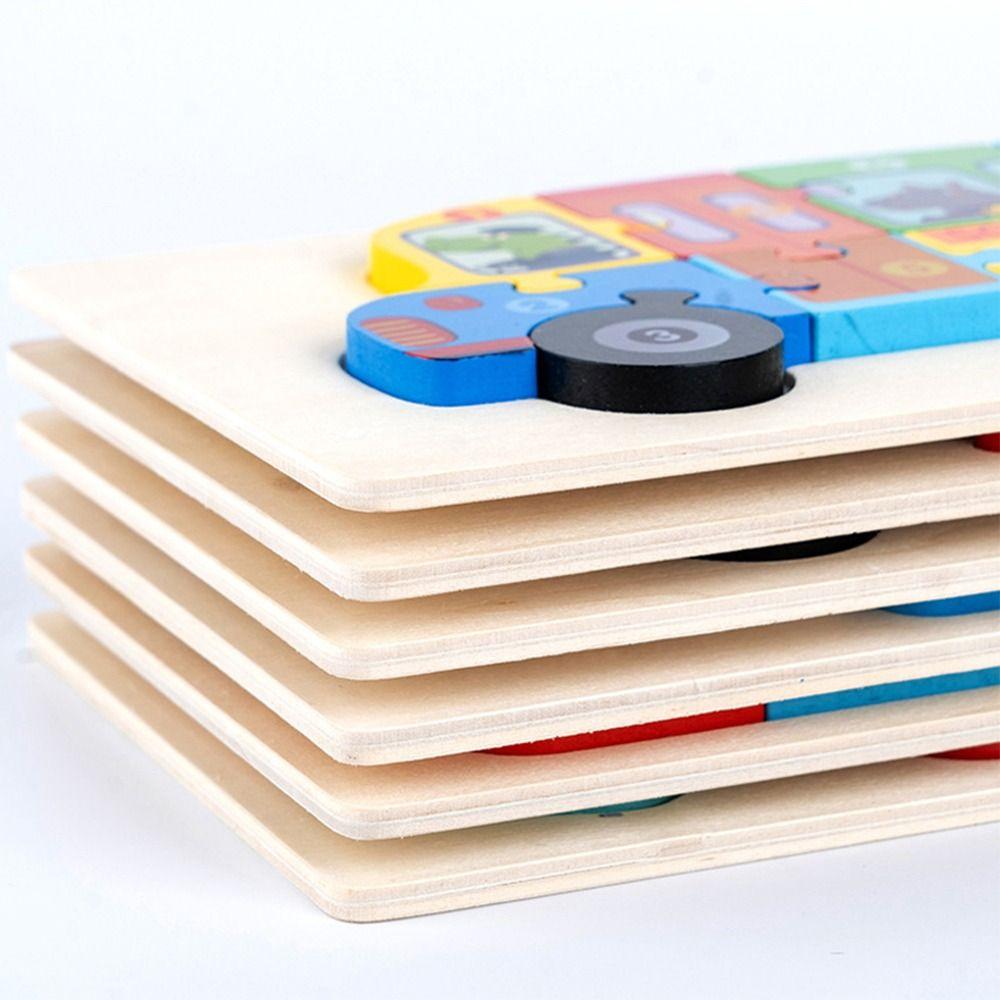 Rocket Ambulance Early Education Toy Kids Wooden Puzzle Toy Vehicle Jigsaw Intelligence Game Puzzle