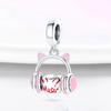 FitNew 925 оригинальный браслет Diy розовые наушники Единорог медоносная пчела серебряные подвески светящаяся звезда светлячок счастливый клевер подвески