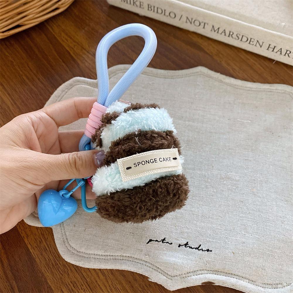 Burger Funny Simulation Food Keychain Sandwich Bag Keyring Soft Cake Plush Pendant  Boys/Girls