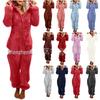 2024 Trendy European/American Fleece-Lined Hooded Jumpsuit Pajamas for Women - 22 Colors Available